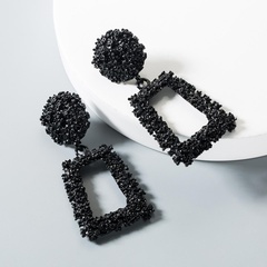 Simple geometric alloy earrings black NHLN143571