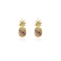 Fashion color rhinestonestudded pineapple earring NHLN143678picture7