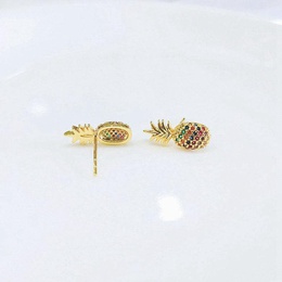 Fashion color rhinestonestudded pineapple earring NHLN143678picture8