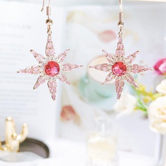 Fashion pink zircon inlaid awning star earrings NHDO144727