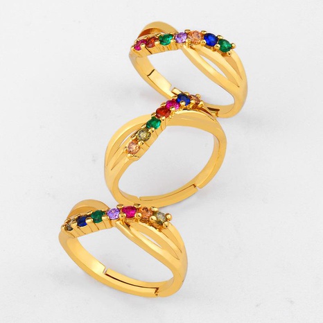 Stylish copper inlay zircon color ring NHAS144835's discount tags