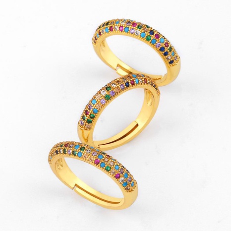 Fashion copper inlaid zircon rainbow ring NHAS144837's discount tags