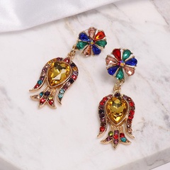 Vintage color rhinestone flower alloy earrings NHJJ139151