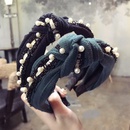 Koreanische neue Qualitt einfache Kontrast farbe Stoff Perlen in der Mitte geknotet und geschraubt Bogen weit gekreuztes Stirnband Stirnband Frauenpicture1