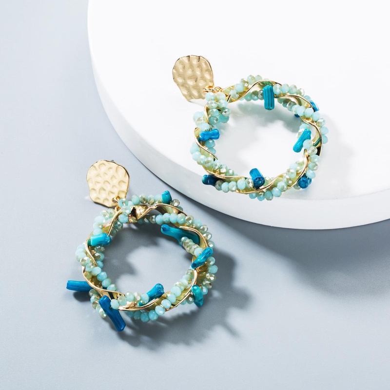 Fashion women colored turquoise circle earrings NHLN145174