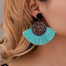 Fashion color rhinestone fanshaped tassel earrings multicolor NHDP145099picture2