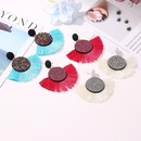 Fashion color rhinestone fanshaped tassel earrings multicolor NHDP145099picture5