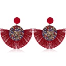 Fashion color rhinestone fanshaped tassel earrings multicolor NHDP145099picture6