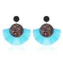 Fashion color rhinestone fanshaped tassel earrings multicolor NHDP145099picture7