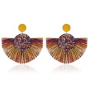 Fashion color rhinestone fanshaped tassel earrings multicolor NHDP145099picture9