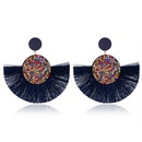 Fashion color rhinestone fanshaped tassel earrings multicolor NHDP145099picture10