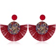 Fashion color rhinestone fanshaped tassel earrings multicolor NHDP145099picture24
