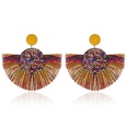 Fashion color rhinestone fanshaped tassel earrings multicolor NHDP145099picture15