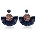 Fashion color rhinestone fanshaped tassel earrings multicolor NHDP145099picture17