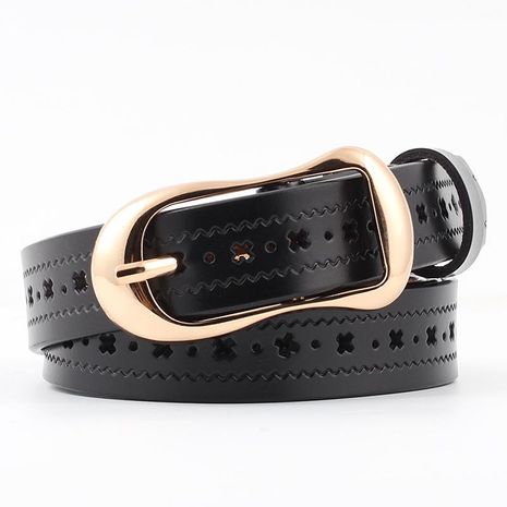 Fashion solid color hollow leather belt NHPO145936's discount tags