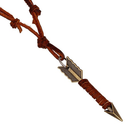 An arrow wearing a vintage top layer cowhide necklace NHPK145673's discount tags