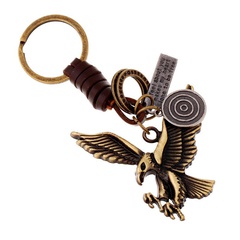 Bronze Eagle Vintage Woven Cowhide Alloy Keychain NHPK145705