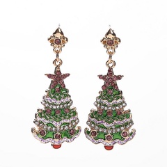 Stylish Christmas Tree Rhinestone Christmas Day Earrings NHHN145788