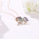 Animal horse unicorn color microencrusted rhinestone necklace NHCU146606picture12
