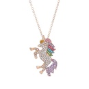 Animal horse unicorn color microencrusted rhinestone necklace NHCU146606picture14