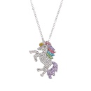 Animal horse unicorn color microencrusted rhinestone necklace NHCU146606picture15