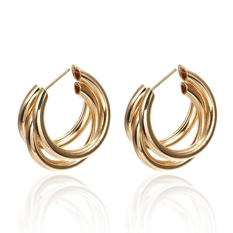 Simple multi-layered C-shaped alloy hoop earrings NHPF147199's discount tags