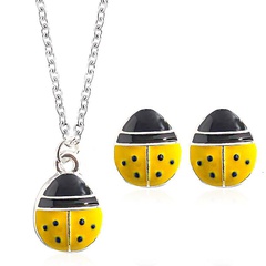 Cute fashion seven-star ladybug necklace earrings jewelry set NHDP147274