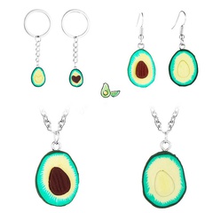 Fresh avocado clay mud necklace earrings key chain NHDP147275