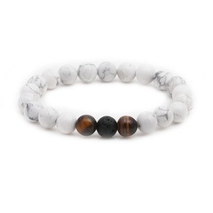 Fashion white turquoise volcanic stone beaded bracelet NHYL147797