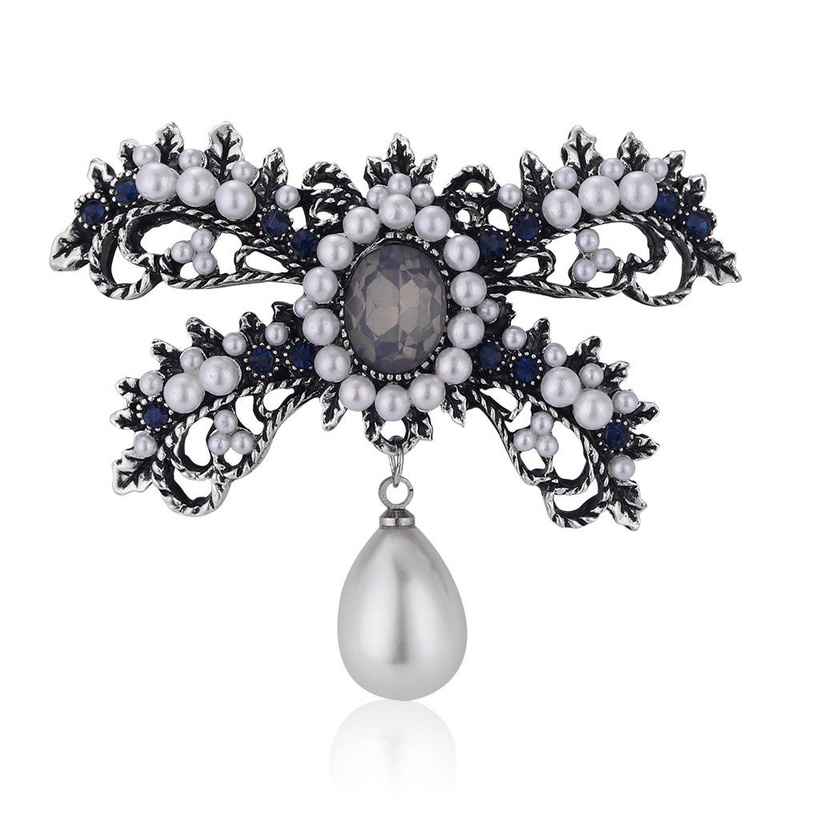 Bijoux Fantaisie Broches | Approvisionnement Dusine Vintage Perle Broche Minimaliste Creative Strass Arc Corsage Femelle En Stock En Gros - PA84178