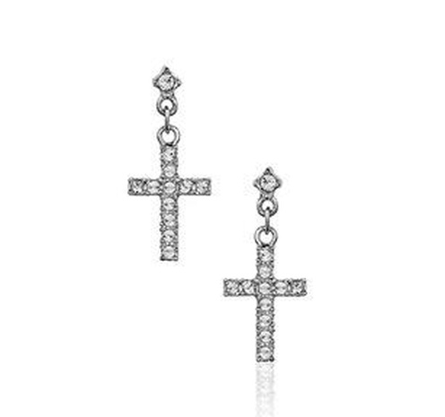 Fashion exquisite full rhinestone cross earrings NHLJ147855's discount tags