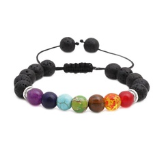 Colorful all natural stone woven seven chakra bracelet NHYL147873