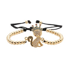 Europäische und amerikanische grenz überschreitende mikro eingelegtes Zirkon verstellbares Armband Kupfer perlen gewebtes Kronen katzen armband Bracelet
