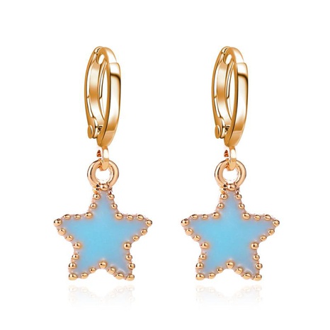 Stylish blue drop oil five-pointed star earrings NHDP148470's discount tags