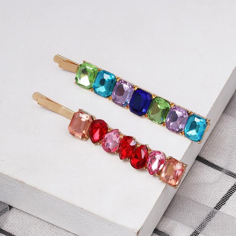 Simple colored rhinestone hair clips NHJJ148804's discount tags