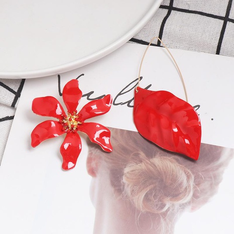 Womens Leaf Flower Drop Oil Alloy Earrings NHJJ139738's discount tags