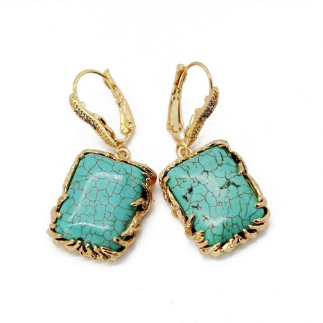 Vintage Natural Turquoise Texture Gemstone Drill Earrings NHOM140062's discount tags