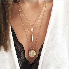 Fashion metal word round Buddha statue multilayer necklace NHGY140091