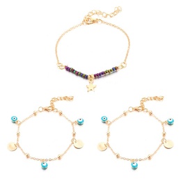 Simple rice beads alloy disc eyes hollow star multilayer anklet bracelet NHGY140110picture5