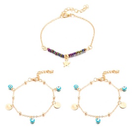 Simple rice beads alloy disc eyes hollow star multilayer anklet bracelet NHGY140110picture6