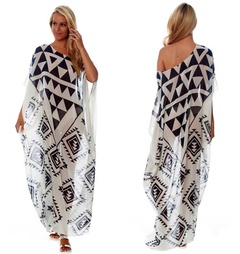 Chiffon black and white triangle positioning printed beach skirt NHXW140285