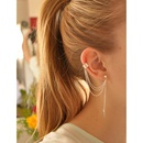 Metal leaf fringe ear cuff clip earrings NHPF141061picture3