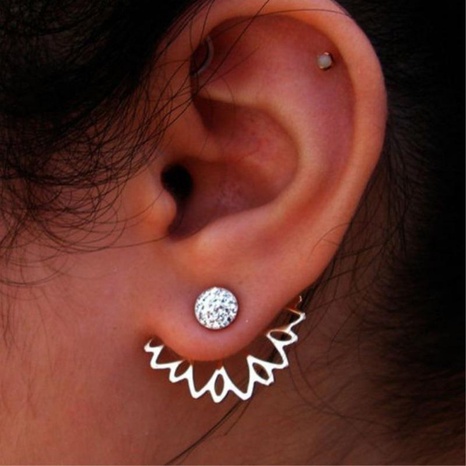Fashion openwork lotus rhinestone earrings NHPF141092's discount tags
