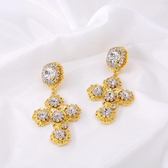 Baroque Girl Crystal Crystal Cross Earrings NHNT151227