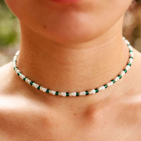Bohemian clavicle chain colored rice beads handmade choker NHCT151233's discount tags