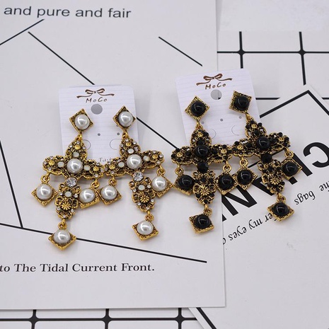 Vintage rhinestone cross tassel big earrings NHNT151347's discount tags