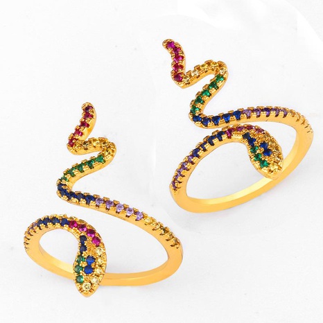 Colored serpentine copper inlay zircon ring NHAS151505's discount tags