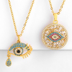 Fashion copper inlaid zircon color eye necklace NHAS151509