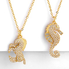 Fashion copper inlaid zircon hippocampus necklace NHAS151513