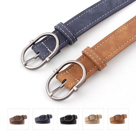 Fashion matte leather oval metal buckle women belts NHPO151798's discount tags